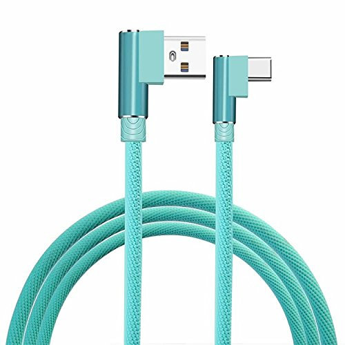 KAIBSEN® Angle Droit USB Type C Câble,(1M 2M 3M) Tressé USB 2.0 A à 90 Degrés USB-C Les données Câble Chargeur Cordon pour Huawei P20/P20 Pro Mate 10 Samsung Galaxy S9/S8+, Note 8 LG V30 G6 et Plus