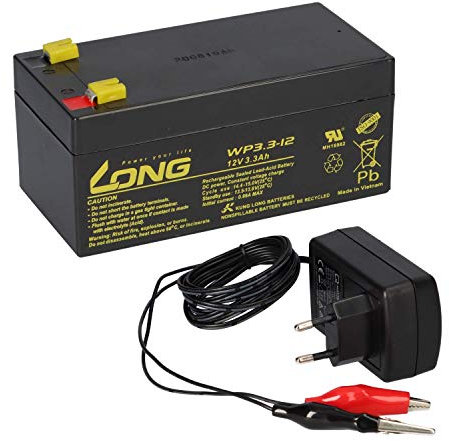 AGM BLEI AKKU Batterie 12V 3,3Ah kompatibel für USV BLEIGEL Gel 3,3Ah + LADEGERÄT
