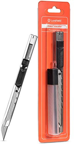 Luxshield Taglierino in Acciaio Inossidabile con 10 Lame Ultra Affilate a 30° - Coltello per Pellicola/Architetto/Grafica/Applicazione Pellicola Auto