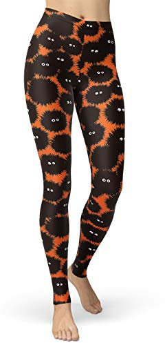 sissycos Damen Halloween Zottelige Monster Spinne 3D Druck Lange Leggins Mode Yoga Fitness Stretch Joggen Sporthose(L-XXL)