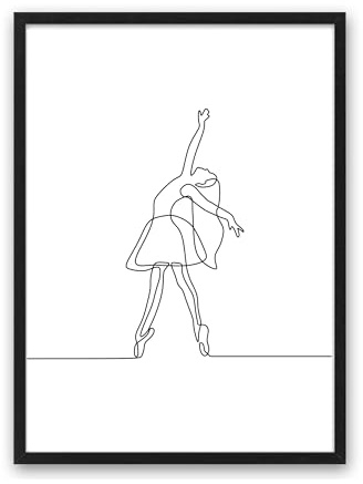 Kunstdruck Din A4 ungerahmt - Tänzerin - Tanz Tanzen Ballett Zeichnung Minimalismus Linien Moderne Kunst Poster Bild