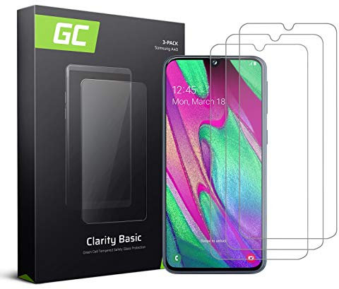 Green Cell 3 Stück GC Clarity Panzerglas für Samsung A40 3X Displayschutzfolie Schutzfolie Schutzglas 9H Härte Glasfolie Glass Screen Protector Panzerfolie