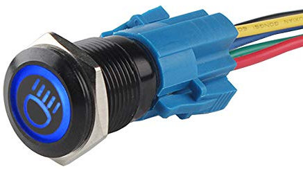 ETOPARS Schwarze Schale 19mm KFZ Kippschalter Wippschalter Druckschalter Schalter Drucktaster 12V Blau Licht Metall Fernlicht Steckdose Stecker