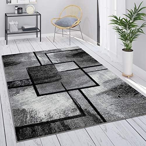 Paco Home Tapis Gris Tapis Salon Tapis Vintage Salon Poils Ras Géométrique Motif Abstrait, Dimension:240x340 cm, Couleur:Gris 4