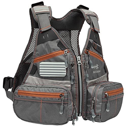 Bassdash Jungen Anglerweste Fliegenfischen Weste Kinder vereinstellbare Größe mit mehreren Taschen Forelle Bass Fishing Gear Kajak Fahren,Grau/Schokolade