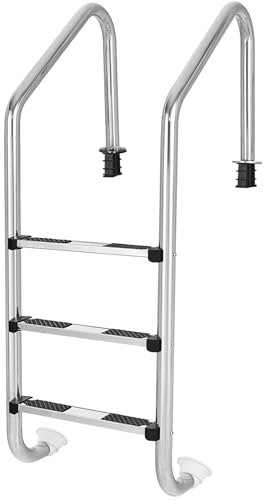 TANGZON Swimming Pool Ladder, 3 Tread Stainless Steel Ladder with Non-Slip Footsteps, Entry and Exit Steps for Swim Gym & In Ground Pools