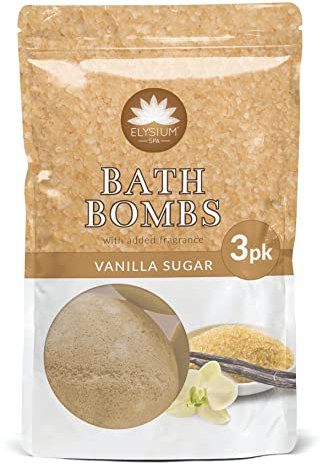 Elysium Spa Vanilla Sugar Triple Bath Bomb Pack, White, 3 Count