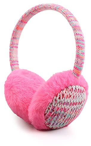 Cache-Oreilles Pour Enfant Fille Garçon Chaud Peluche Cache-Oreilles Ajustables Hiver (Rose rouge)