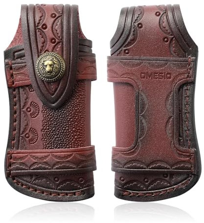 Omesio Fourreau à Couteaux en Cuir, Sac à Couteaux en Cuir véritable,Sac à Couteaux pour Ceinture, pour Couteau de Poche de 9 à 12.5 cm,Robuste et Durable, Marron, Sac à Couteau pour Ceinture