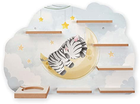 Regal „Kleines Zebra“ geeignet für Toniebox und Tonies inkl. 40 Metallplättchen für Flexible Befestigung der Tonie Figuren (Kleines Zebra)