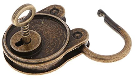 JISADER 1PC Cadenas Décoratif Vintage Antique Cadenas Serrure à Clé pour Sacs Bronze, 4,7x3,3 cm