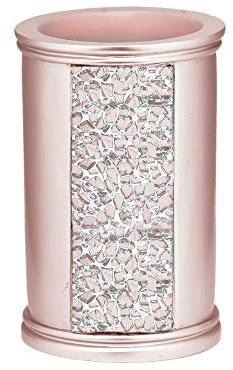 Zahari Home Sinatra Bath Tumbler Toothbrush and Toothpaste Holder Makeup Brushes Organizer, Blush