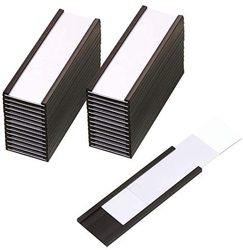 Falygda Lot de 30 porte-étiquettes magnétiques avec porte-cartes magnétiques avec films de protection en plastique transparent pour étagères en métal (1 x 3)