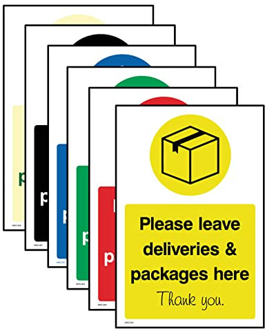 USSP&S Minimalist Vinyl Sign, Please Leave Deliveries Here, Notice, Courier, Postman, Delivery Driver, Outdoor, Porch, Tabletop Mount