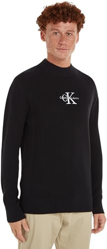 Calvin Klein Jeans MONOLOGO Sweater J30J324599 Maglioni, Nero (CK Black), L Uomo