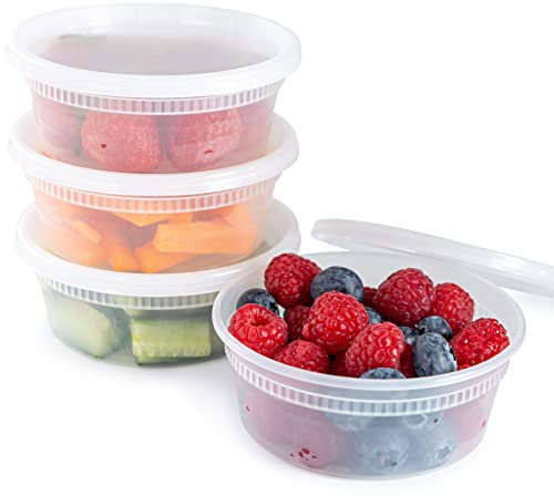 Caterserve 12 Plastic Containers with Lids - Leakproof Meal Prep Containers for Food Storage 8oz-236ml