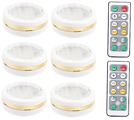 DOITOOL 6st Batterieleuchten Im Schrank Led-leuchten Mit Fernbedienung Unter Batteriebeleuchtung Für Schrank Kabellose Led-leuchten Nachtlicht Schrank Licht Mini-led Stk Dimmbar Weiß Puck