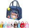Runmeihe Bolsa Nevera Pequeña Para Niños Niñas Niños Estudiantes, Lunch Bag Reutilizable con Aislamiento,Pequeñas Bolsas de Almuerzo Impermeables Plegables para Viajes Picnic Escuela (Navy Space Bear)