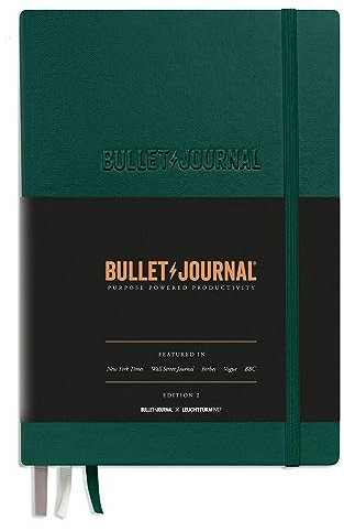 LEUCHTTURM1917 368952 Bullet Journal - Edition 2, Notizbuch Medium (A5), Hardcover, 206 nummerierte Seiten, 120 g/m² Papier, dotted, Green23