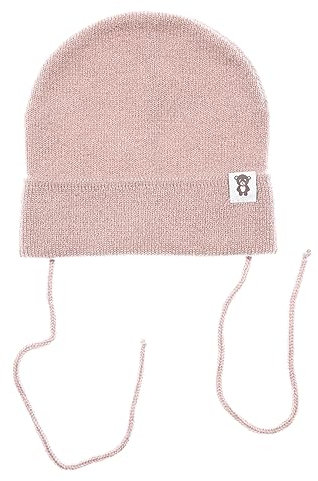 KNITAS Einlagig Gestrickte Babymütze aus Merino und Kaschmirwolle für Baby Kleinkind I Superweiche und warme Mütze für Neugeborene 0-6 Monate I Babies Wintermütze in der Farbe Rosa