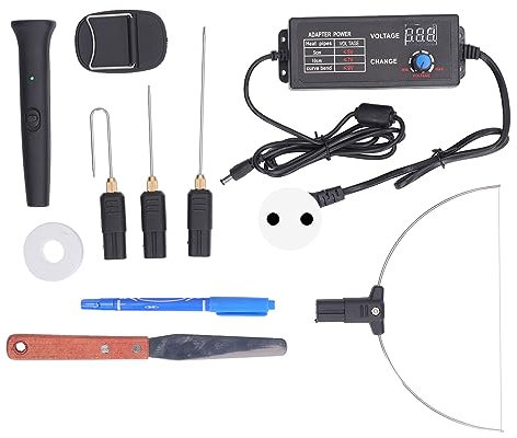Tagliaschiuma Elettrico 4 in 1 con Regolatore di Tensione Kit Macchina Taglio per Pannelli in Schiuma a Filo Caldo Set Taglierina per Coltelli in Polistirolo 27 W CA (Spina