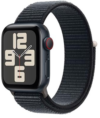 Apple Watch SE (2ª generazione, 2023) GPS + Cellular 40mm Smartwatch con cassa in alluminio color mezzanotte e Sport Loop mezzanotte. Fitness tracker, monitoraggio del sonno.