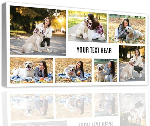 MAX SOLUTIONS Customised Collage Canvas Wall Art Home Decor Personalised Gifts Multi Photo Custom Print Family Portrait Anniversary Keepsake (16''x30'', Design 7)