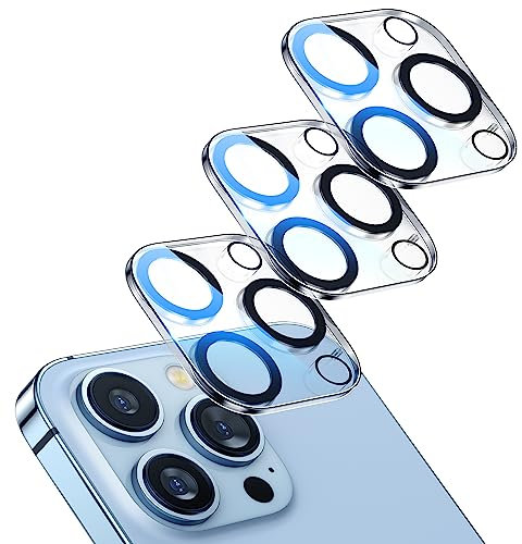 Giftorld [Lot de 3 protecteurs d'objectif d'appareil photo conçus pour iPhone, verre trempé 9H, anti-rayures, compatible avec les coques, clarté HD sans bulles (iPhone 15 Pro/15 Pro Max)