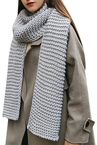 PAIDAXING Women's Knitted Scarfs Unisex Chunky Cable Knit Thicken Long Scarve Large Soft Wraps Shawl Men's Casual Solid Winter Warm Knitting Scarf Neckerchief Couple's Scarves Valentine's Day Gifts