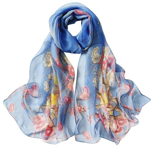 GWAWG Sommerschal Damen Dünn Chiffon Schal Leicht Pflaumenblau für Strand Alltag Party Bankett
