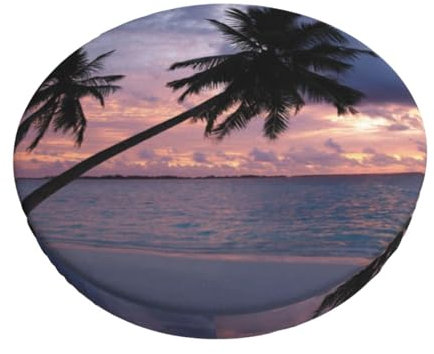 EVIUS Stretch-Barhocker-Kissen, Motiv: tropische Palme, elastisches Stuhlkissen, Sitzbezug, waschbar, Barhocker-Bezug mit rutschfester Unterseite, elastisches Band, für Zuhause, Bar, Restaurant, Büro