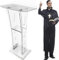 vinnyooc 60 * 40 * 110 cm Acryl Podium, Tragbares Transparentes Stehschreibtisch, Podium Kurve Kanzel für Schulen Kirchen Botschaften
