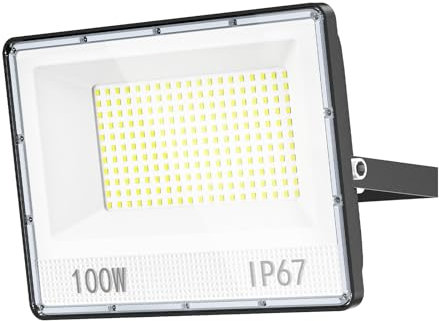 YIQIBRO 100W Projecteur Spot LED Extérieur 1 Pièces, Halogene Exterieur LED Etanche IP67 5000LM 7000K Blanc Froid Lampe Exterieur pour Terrasse, Jardin, Cour
