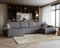 Emporius Ecksofa 375 cm Bergamo U - Schlafsofa, Eckcouch mit Bettkasten - Couch 375 cm U-Form mit Schlaffunktion - Cordstoff Velvet (Grau - Poso 55)
