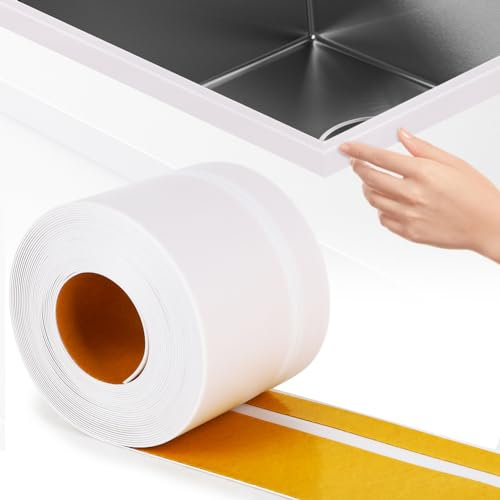 Weichsockelleiste, Peelanmall Weichsockelleiste Selbstklebend 50x20mm, Selbstklebende Bodenleiste, Flexible Knickleiste, Sockelleiste aus PVC für Küche und Bad, Fugendichtungsband (Weiß 6m)