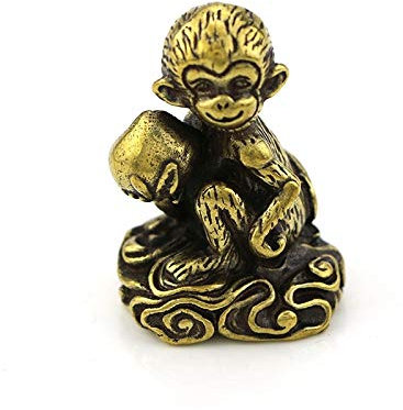 TUNOFUN Messingornamente, Vintage Kupfer AFFE Pfirsich Schreibtisch Ornament aus massivem Messing Tierfiguren Kunsthandwerk Heimdekoration Zubehör for Wohnzimmer