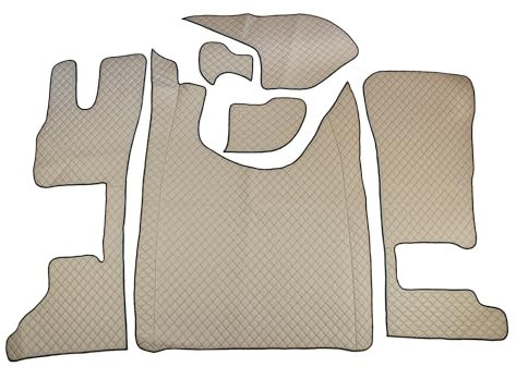 LKW Fußmatten Für DAF XG,XG+ Beige Trucks LKWs Automatisch Tunnelabdeckung Öko-Leder Interieur Zubehör LKW Dekoration,Nicht gefederter Beifahrersitz mit klappbarem Beifahrersitz