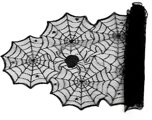 Halloween TischläUfer, Tischdecke Spinnennetz Halloween Tischdeko Schwarze Halloween Deko Innen Tischdecke Spinnennetz Deko Scary Tisch Perfekt für Halloween-Partys und Versammlungen
