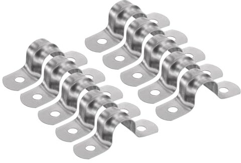 Sourcing Map 30pcs 1/2 Inch 12mm Conduit Clamps, M12 U Tube Pipe Clamp, Stainless Steel Rigid Pipe Strap, U Shaped Bracket with Two Hole for Tube Hose Wire Cord Fixing