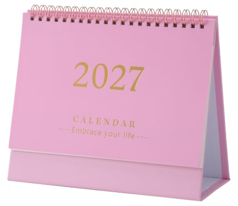 Kleiner Tischkalender 2024–2025, 19 x 16 cm, stehender Flip-Kalender 2025, 15 Monate, Oktober 2024 bis Dezember 2025, Tischkalender für Schule, Büro, Zuhause (Rosa)
