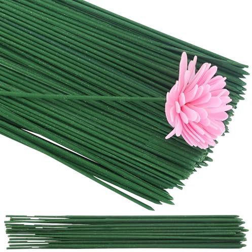 110 steli floreali in plastica, steli di fiori artificiali, stelo per fiori verdi, bastoncini per fiori verdi, per piante, fai da te, artigianato, bouquet (17 cm, verde)
