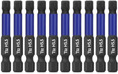 HPHOPE Sechskant Bit Set, HEX 5.5mm 10 Stück, Länge 50mm, 1/4 Sechskantschaft mit Magnetismus.