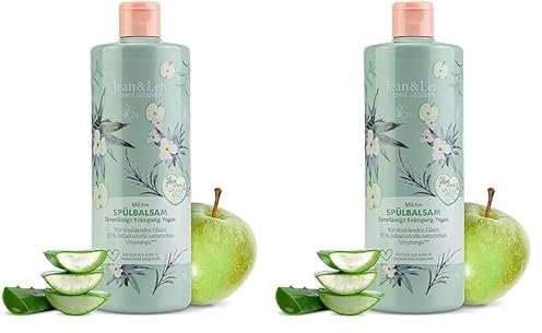 Jean & Len Spülbalsam Aloe Vera - Grüner Apfel, hautschonendes Handspülmittel, milde Reinigung, mit natürlichen Inhaltsstoffen, Spülmittel, ph-hautneutral, ohne Parabene und Silikone, vegan, 500 ml