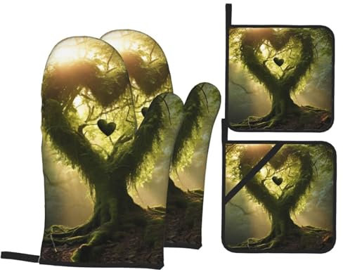 Set di 4 presine e presine a forma di cuore, resistenti al calore, antiscivolo, per cucina, pasticceria, grigliate, 4 pezzi