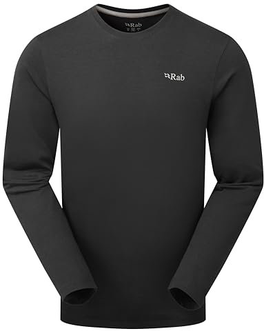 Rab Men's Basecamp 3 Peak Tee - Long-Sleeve Graphic T-Shirt for Hiking, Trekking, & Everyday Use - Beluga - Medium