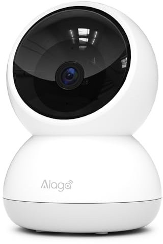 Alaga Telecamere Wifi Interne 3K, Videocamera Sorveglianza 5G e 2.4G, AI Rilevamento Movimento, Visione Notturna, Compatibile con Alexa e Google Assistant, con 12 Mesi di Servizio Cloud