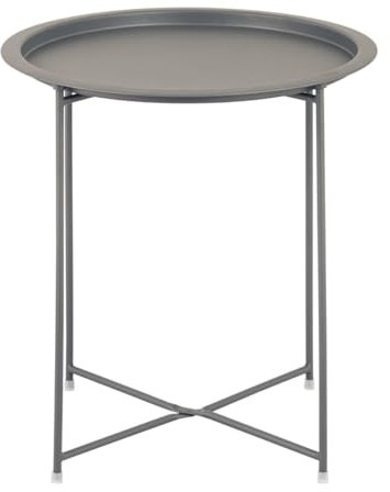 Amago home Beistelltisch Ø 47 H 51 2. Wahl Gartentisch Balkon Tisch Terassentisch rund Metall Farbe dunkelgrau - basaltgrau