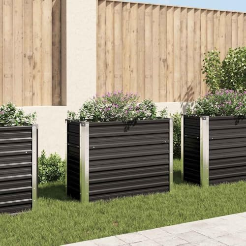 Willood Garten Hochbeet Anthrazit 100 x 40 x 77 cm Verzinkter Stahl