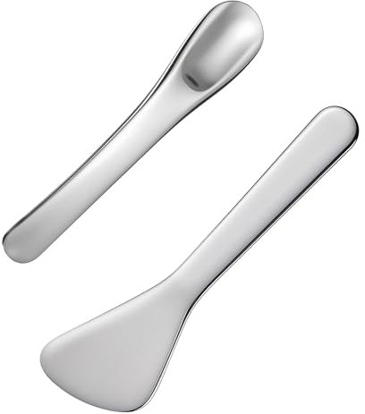 Mabor 2Pcs Cosmetic Spatula, Mini Makeup Spatulas Reusable Stainless Steel Face Mask Applicator Cosmetic for Skincare Lotions for Sampling and Mixing Creams