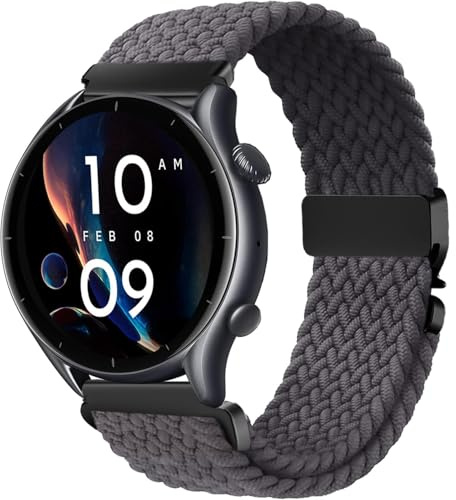 VELULYX Nylon Flechtband Kompatibel mit Amazfit GTR 47mm/GTR 2/GTR 2e/GTR 3/GTR 3 Pro/GTR 4/GTR 4 Pro/Stratos 3/2, 22MM Elastisches armband für Xiaomi Watch S1/S1 Active/Xiaomi Mi/Watch S3/Watch 2